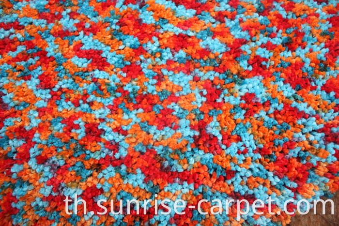 Polyester Rugs with spac dyed yarn blue and orange